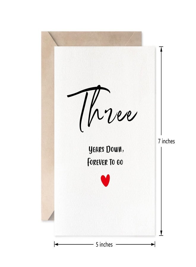 MAGJUCHE Third Anniversary Card, Three Years Down Forever To Go, Romantic 3rd Valentines Day Wedding Card For Husband Wife - Image 4